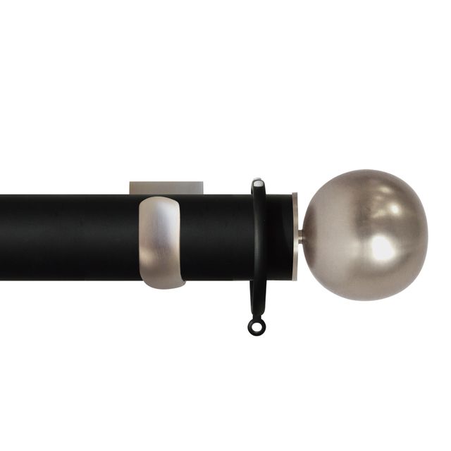 Esquire 50mm Carbon Black & Brushed Nickel Pole Set With Sphere Finials