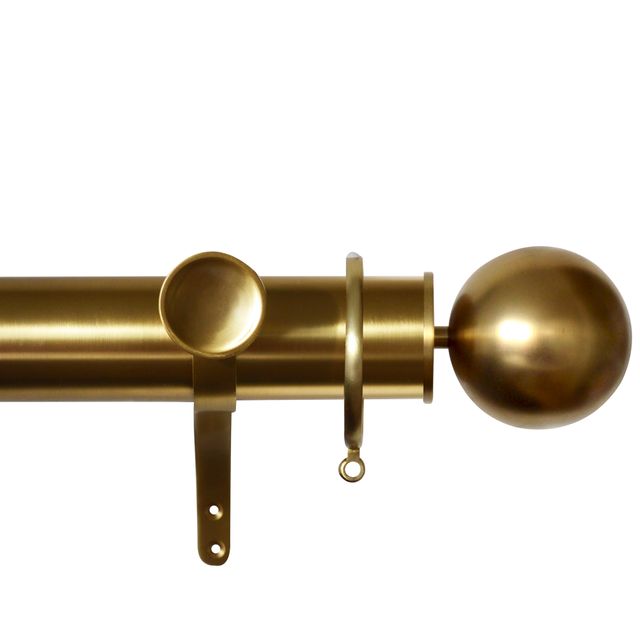 Esquire 50mm Brushed Gold Pole Set With Sphere Finials & Decorative Brackets