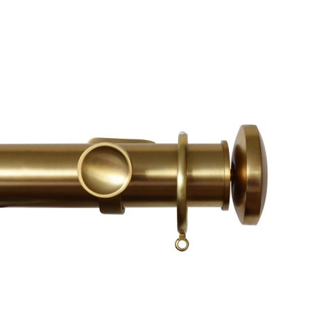 Jones  Esquire 50mm Brushed Gold Pole Set With Curved Disc Finials & Decorative Brackets