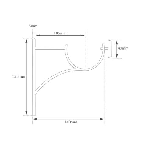 Jones  Esquire 50mm Brushed Gold Pole Set With Curved Disc Finials & Decorative Brackets