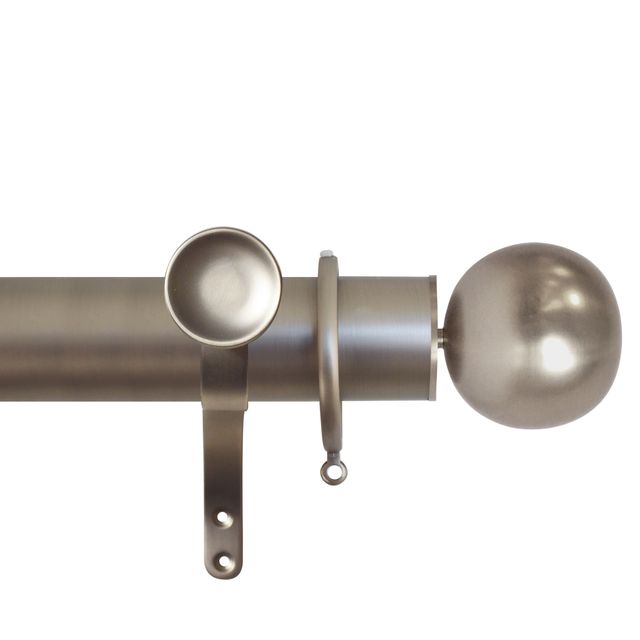 Esquire 50mm Brushed Nickel Pole Set With Sphere Finials & Decorative Brackets