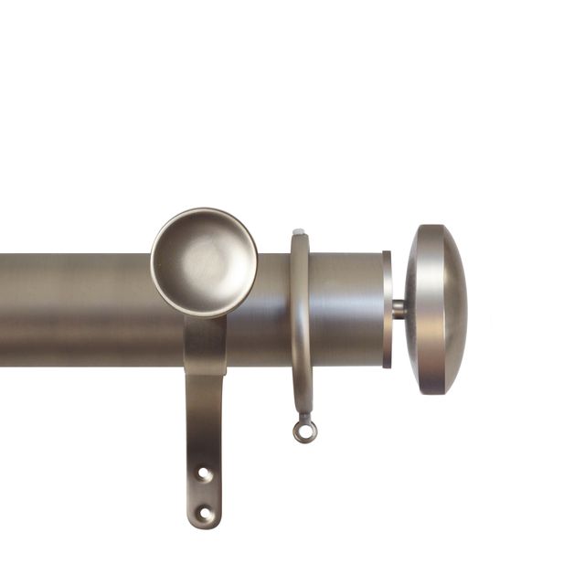 Esquire 50mm Brushed Nickel Pole Set With Curved Disc Finials & Decorative Brackets