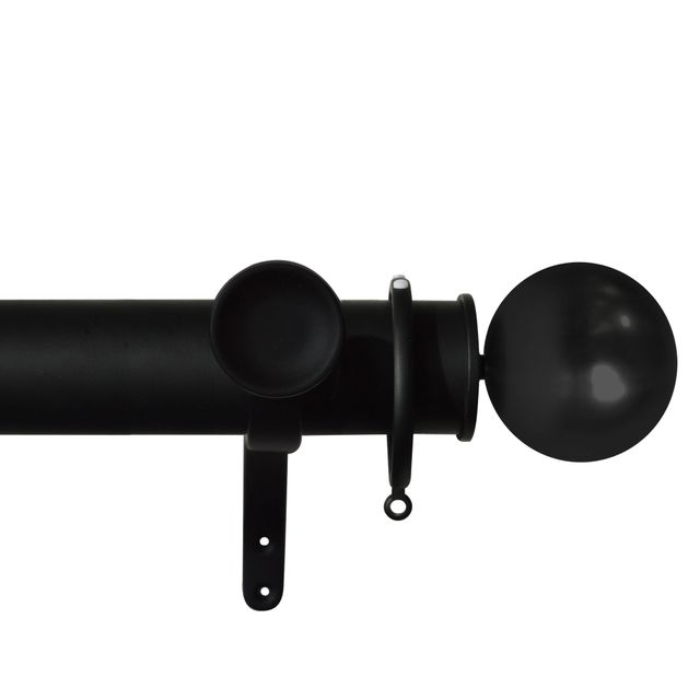 Esquire 50mm Carbon Black Pole Set With Sphere Finials & Decorative Brackets