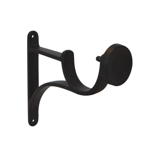 Jones  Esquire 50mm Carbon Black Pole Set With Sphere Finials & Decorative Brackets
