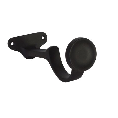 Jones  Esquire 50mm Carbon Black Pole Set With Sphere Finials & Decorative Brackets