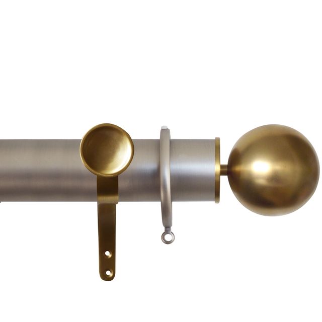 Esquire 50mm Brushed Nickel & Brushed Gold Pole Set With Sphere Finials & Decorative Brackets