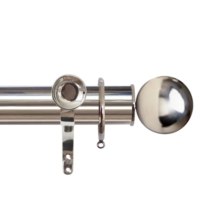 Jones  Esquire 50mm Polished Nickel Pole Set With Sphere Finials & Decorative Brackets