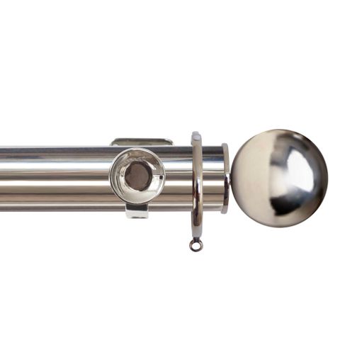 Jones  Esquire 50mm Polished Nickel Pole Set With Sphere Finials & Decorative Brackets
