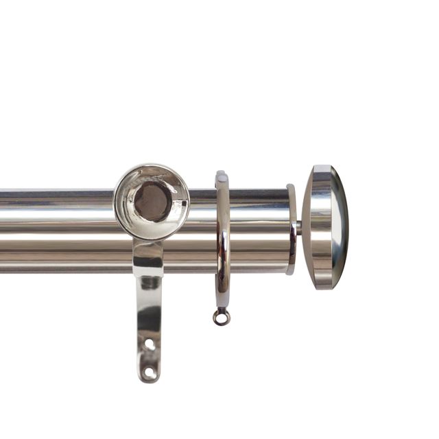 Esquire 50mm Polished Nickel Pole Set With Curved Disc Finials & Decorative Brackets