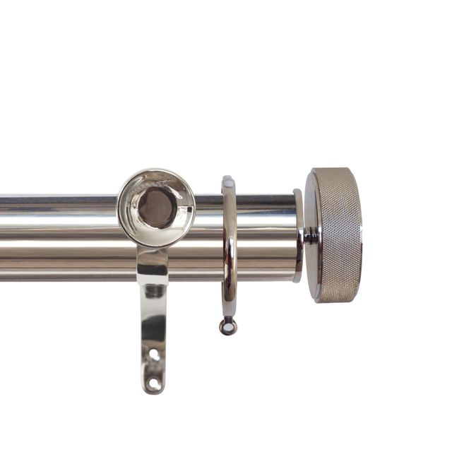 Esquire 50mm Polished Nickel Pole Set With Etched Disc Finials & Decorative Brackets