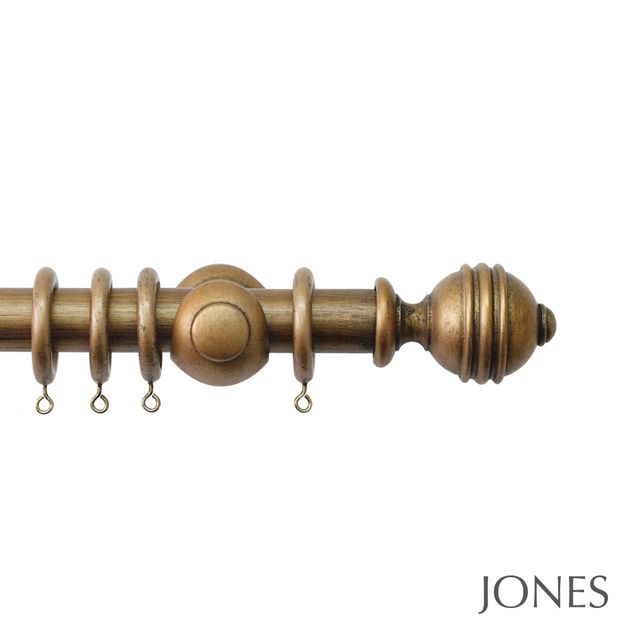 Jones  Handcrafted Cathedral 30mm Antique Gold Pole Set with Ely Finials