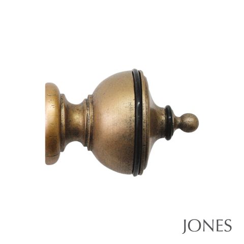 Jones  Handcrafted Cathedral 30mm Antique Gold Pole Set with Exeter Finials