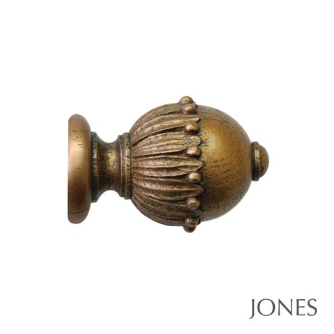 Jones  Handcrafted Cathedral 30mm Antique Gold Pole Set with Wells Finials