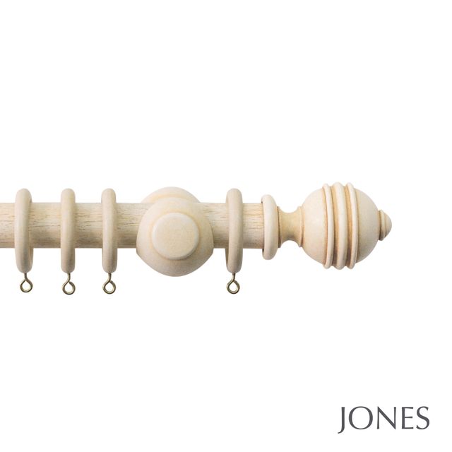 Jones  Handcrafted Cathedral 30mm Ivory Pole Set with Ely Finials