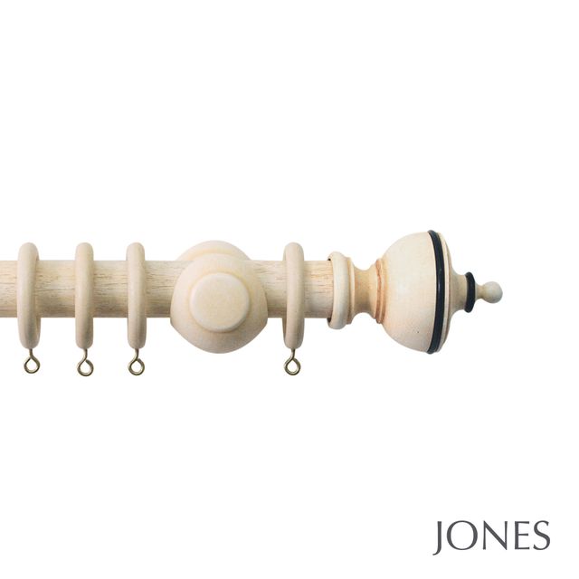 Jones  Handcrafted Cathedral 30mm Ivory Pole Set with Exeter Finials