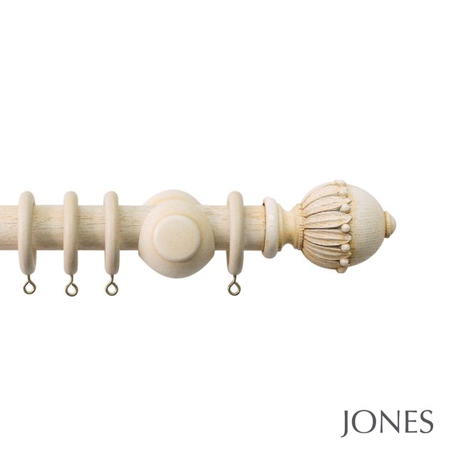 Jones  Handcrafted Cathedral 30mm Ivory Pole Set with Wells Finials