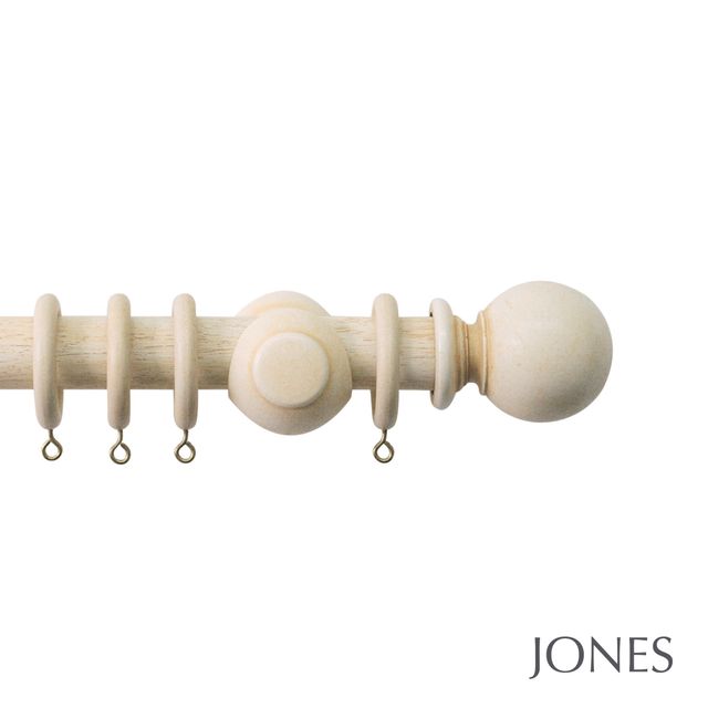 Jones  Handcrafted Cathedral 30mm Ivory Pole Set with Ball Finials