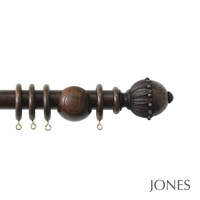 Jones  Handcrafted Cathedral 30mm Oak Pole Set with Wells Finials