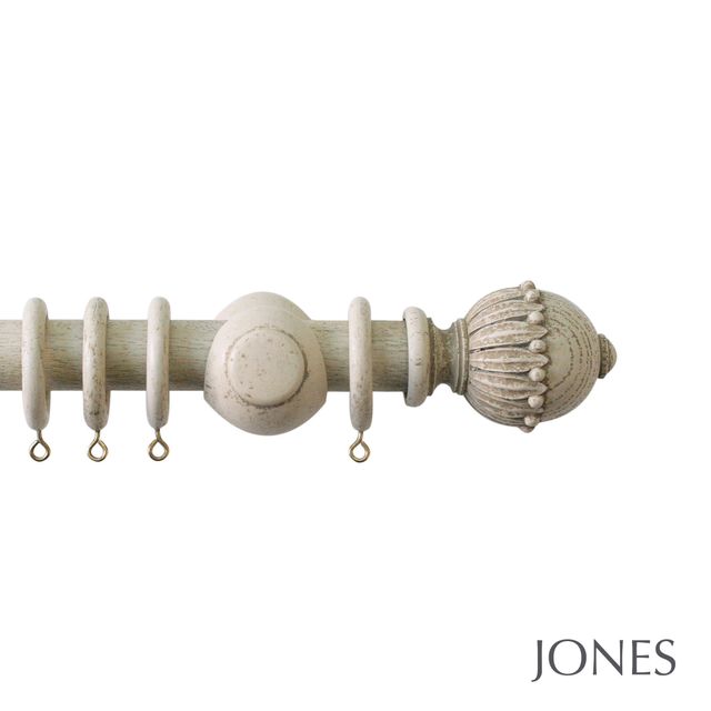 Jones  Handcrafted Cathedral 30mm Putty Pole Set with Wells Finials