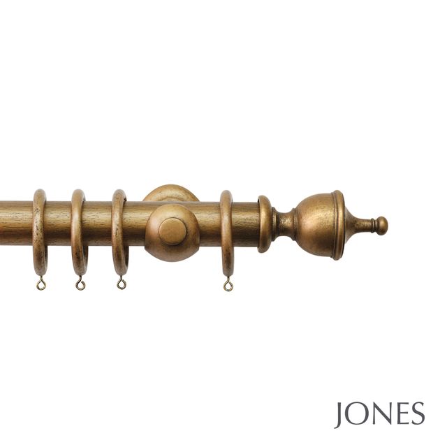 Jones  Handcrafted Hardwick 40mm Antique Gold Pole Set - Urn Finials