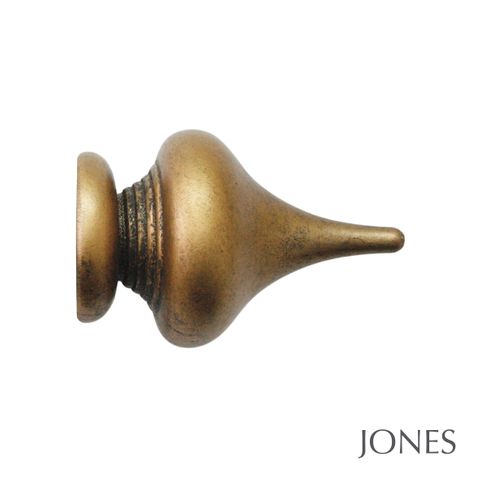 Jones  Handcrafted Hardwick 40mm Antique Gold Pole Set - Minaret Finials