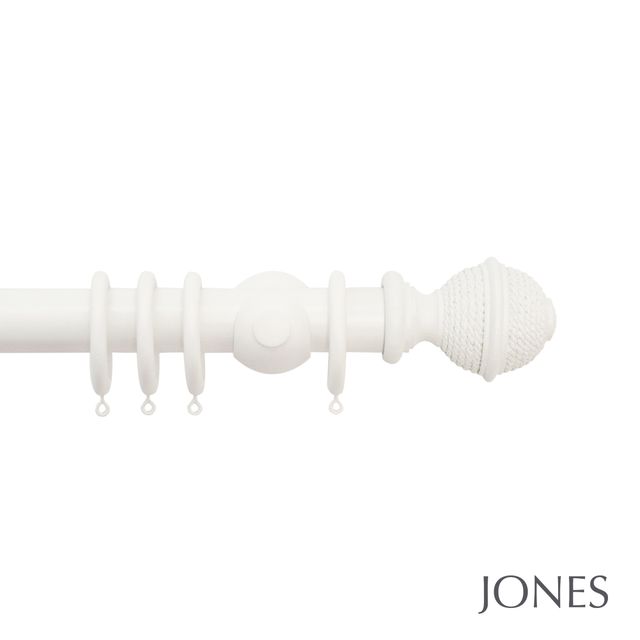 Jones  Handcrafted Hardwick 40mm Cotton Pole Set - Woven Rope Finials