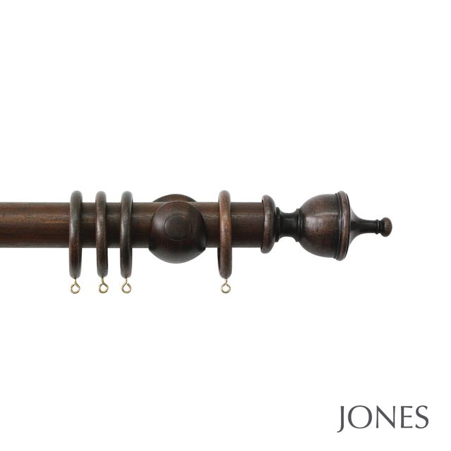 Jones  Handcrafted Hardwick 40mm Oak Pole Set - Urn Finials