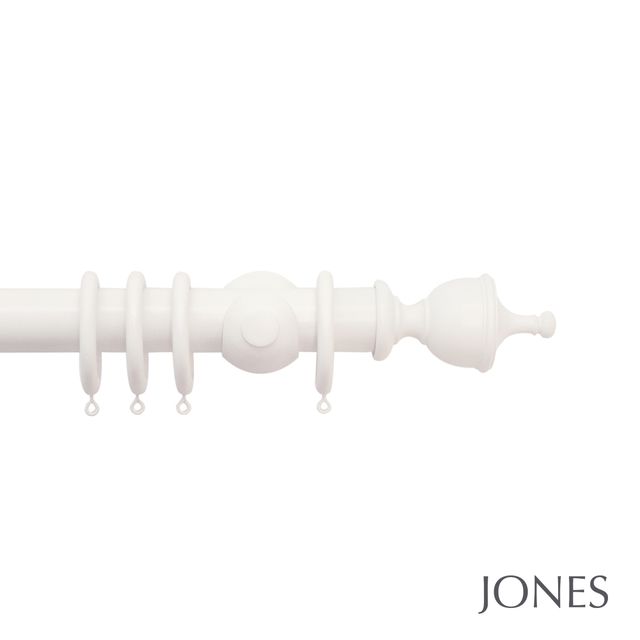 Jones  Handcrafted Hardwick 40mm Cotton Pole Set With Extension Brackets & Urn Finials