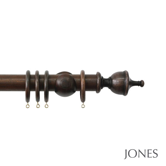 Handcrafted Hardwick 40mm Oak Pole Set With Extension Brackets & Urn Finials