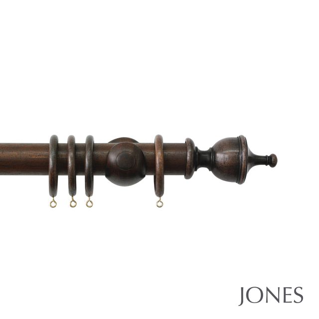 Jones  Handcrafted Hardwick 40mm Oak Pole Set With Extension Brackets & Urn Finials