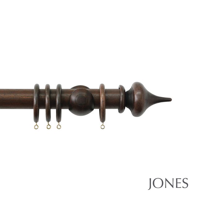 Jones  Handcrafted Hardwick 40mm Oak Pole Set With Extension Brackets & Minaret Finials