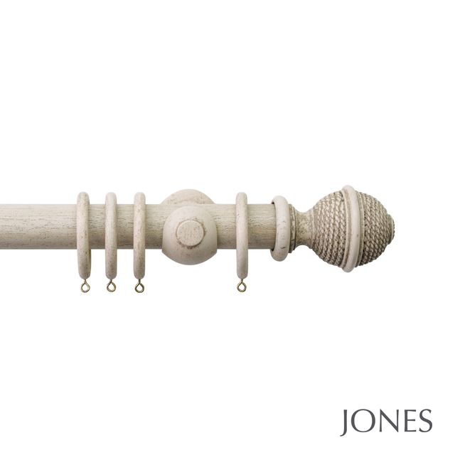 Jones  Handcrafted Hardwick 40mm Putty Pole Set With Extension Brackets & Woven Rope Finials