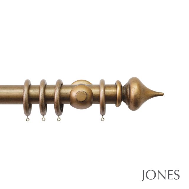 Jones  Handcrafted Florentine 50mm Antique Gold Pole Set With Minaret Finials