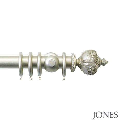 Handcrafted Florentine 50mm Champagne Silver Pole Set With Rope Finials