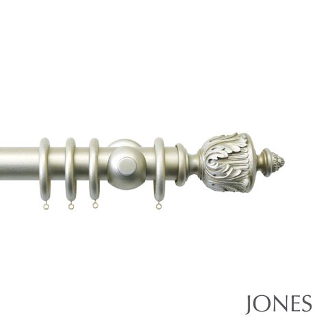 Handcrafted Florentine 50mm Champagne Silver Pole Set With Acanthus Finials