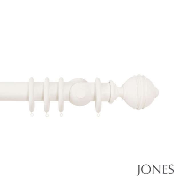 Jones  Handcrafted Florentine 50mm Cotton Pole Set With Ribbed Ball Finials