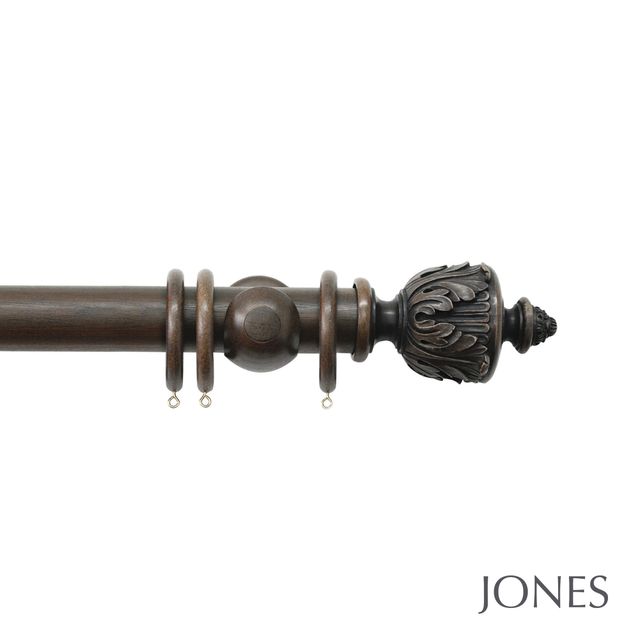 Jones  Handcrafted Florentine 50mm Oak Pole Set With Acanthus Finials