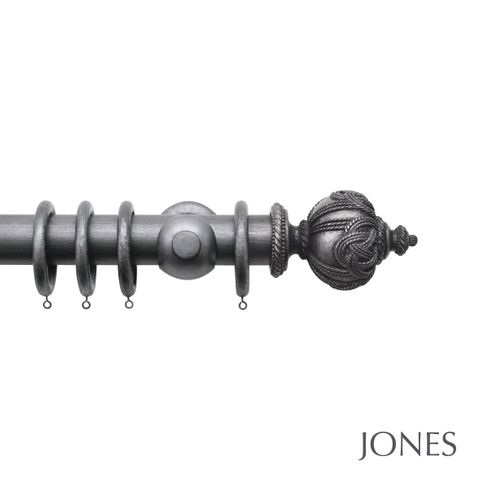 Handcrafted Florentine 50mm Pewter Pole Set With Rope Finials