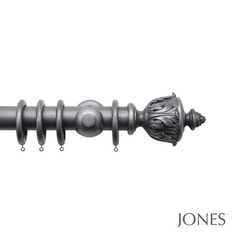 Handcrafted Florentine 50mm Pewter Pole Set With Acanthus Finials