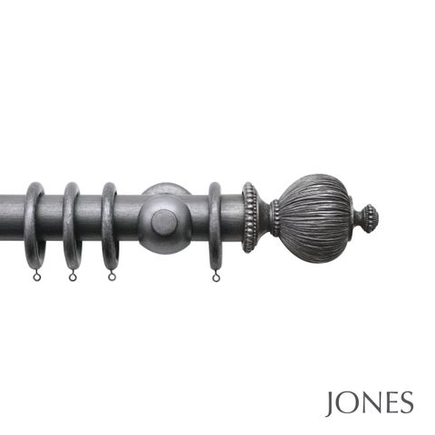 Handcrafted Florentine 50mm Pewter Pole Set With Pleated Finials