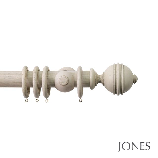 Jones  Handcrafted Florentine 50mm Putty Pole Set With Ribbed Ball Finials