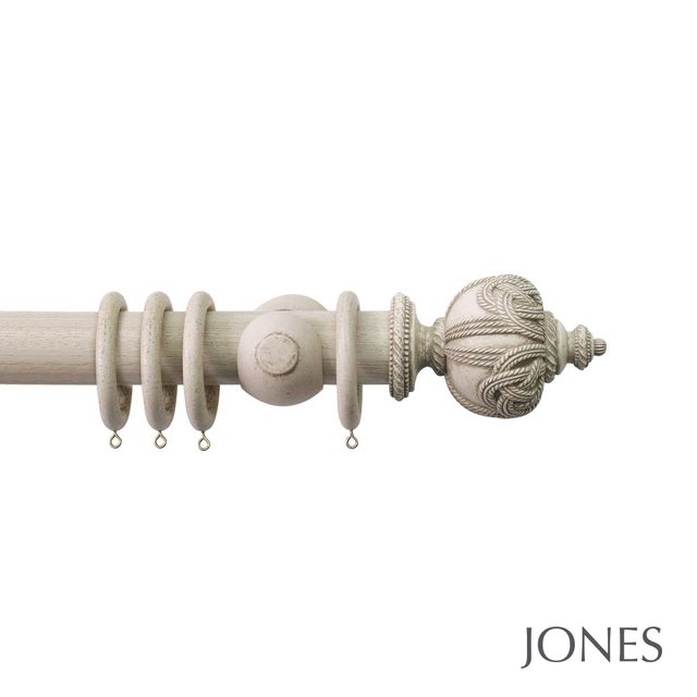 Jones  Handcrafted Florentine 50mm Putty Pole Set With Rope Finials