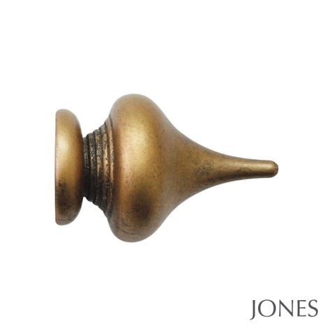Jones  Handcrafted Florentine 50mm Antique Gold Pole Set With Extended Brackets & Minaret Finials
