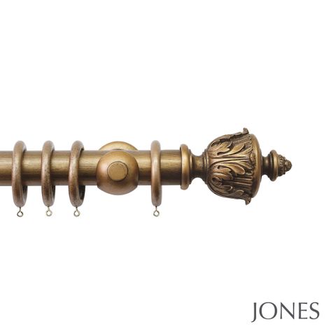 Handcrafted Florentine 50mm Antique Gold Pole Set With Extended Brackets & Acanthus Finials