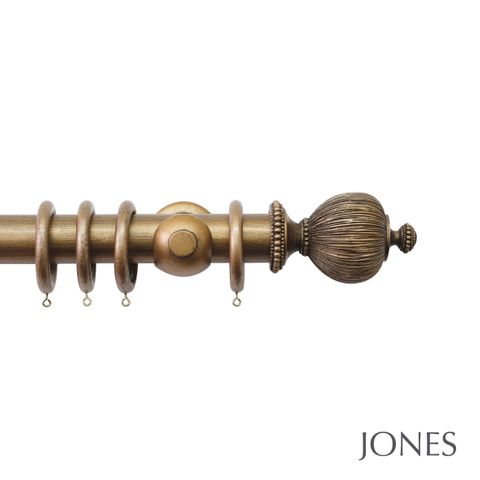 Handcrafted Florentine 50mm Antique Gold Pole Set With Extended Brackets & Pleated Finials