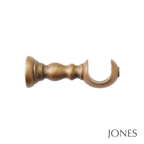 Jones  Handcrafted Florentine 50mm Antique Gold Pole Set With Extended Brackets & Pleated Finials