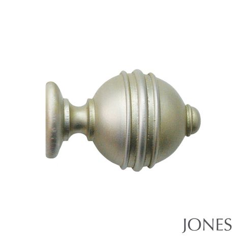 Jones  Handcrafted Florentine 50mm Champagne Silver Pole Set With Extended Brackets & Ribbed Ball Finials