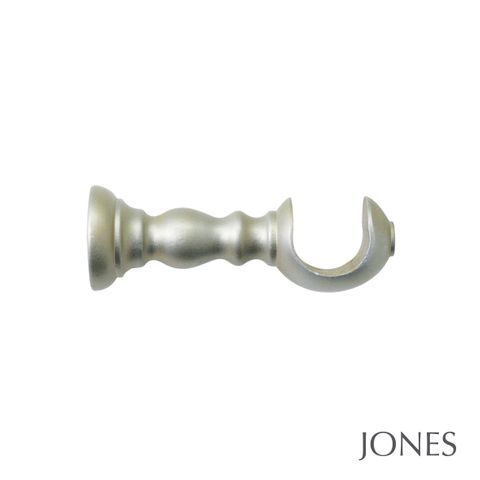 Jones  Handcrafted Florentine 50mm Champagne Silver Pole Set With Extended Brackets & Ribbed Ball Finials
