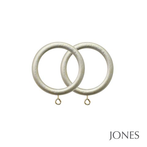 Jones  Handcrafted Florentine 50mm Champagne Silver Pole Set With Extended Brackets & Ribbed Ball Finials