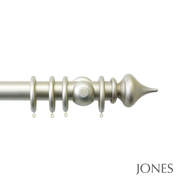 Jones  Handcrafted Florentine 50mm Champagne Silver Pole Set With Extended Brackets & Minaret Finials